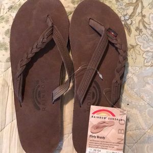 Brand new with tags rainbow leather flip flops